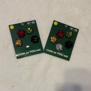 CROCS Jibbitz Charms in Red, Green, Gold, and Black